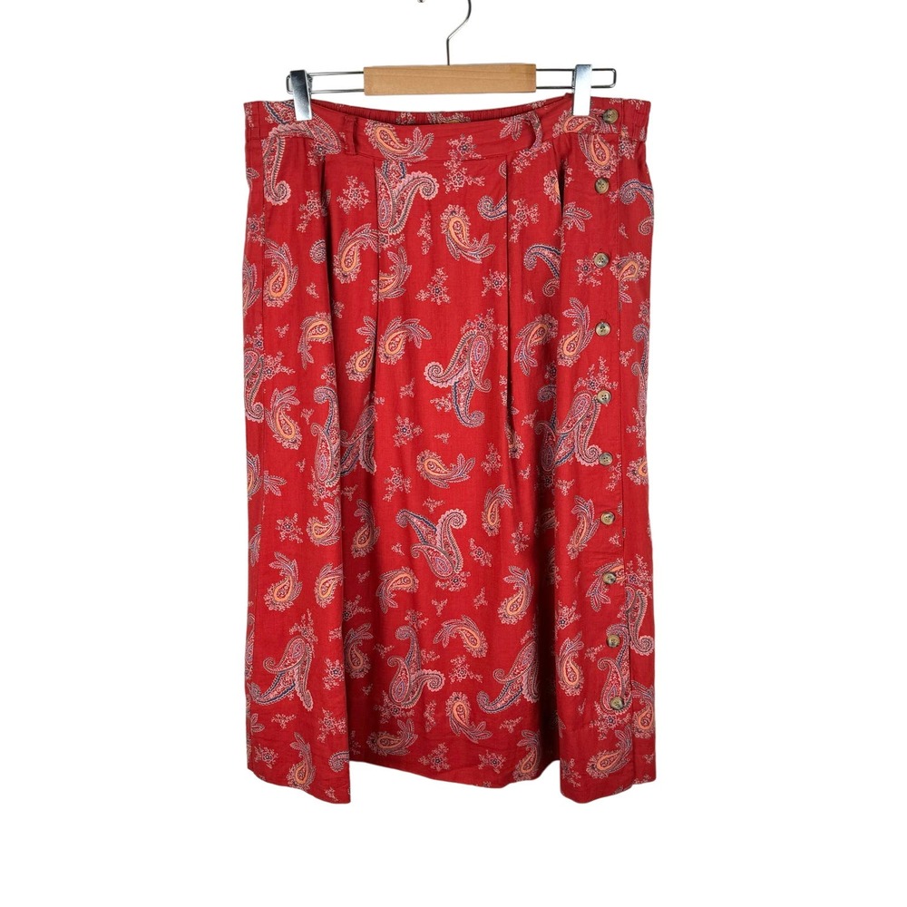 Talbots Red Paisley Midi Skirt